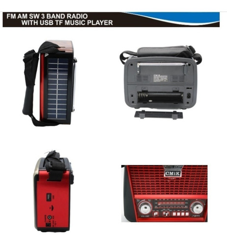 Imagem 6 de 6 de Radio Energia Solar Vintage Retro Am Fm Bluetooth Sd Usb
