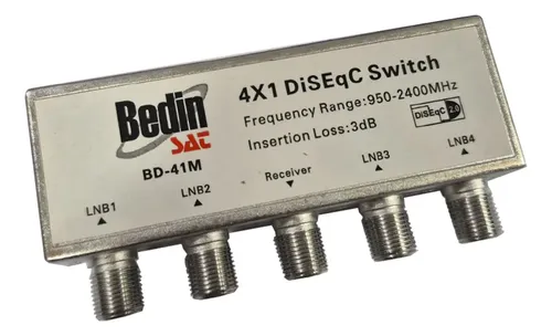 Chave Diseqc Switch 4x1 Mistura Sinal Até 4 Antenas Bedinsat