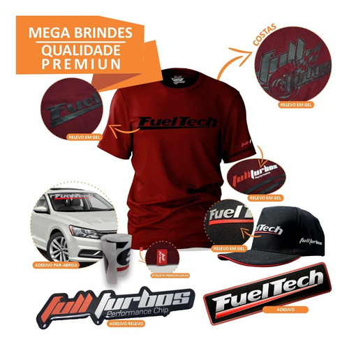 Ft350 Fueltech C/ Chicot+ Mega Brindes Camiseta Bordo Gel Bp