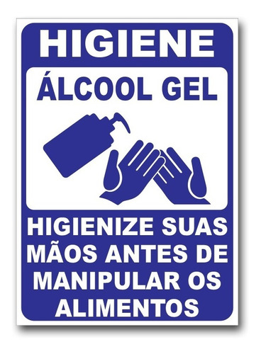 Placa Informativa Higiene Álcool Em Gel - 18cm X 25cm