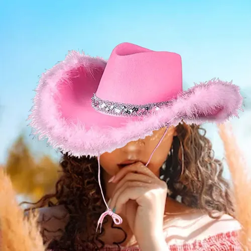 Sombrero De, Sombrero De Vaquero Rosa Ligero For Mujeres