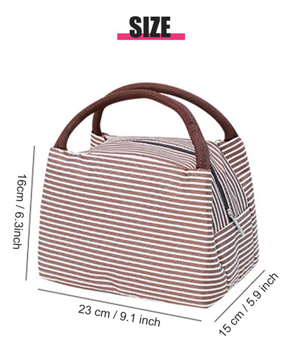 Bolsa De Mano Aislante A Rayas Para Mujer, Tamaño Grande, Re