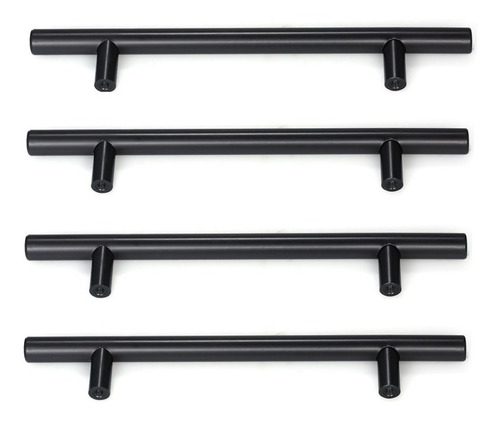 Imagem 1 de 6 de Puxador Móveis Haste Redonda Inox Preto 128mm - 12mm - Kit 4