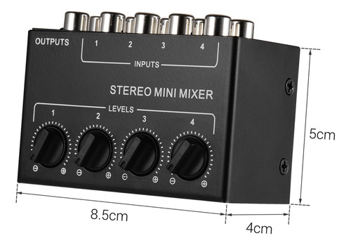 Mini Mezclador Audio Estéreo Con Entradas Rca 4 Canale