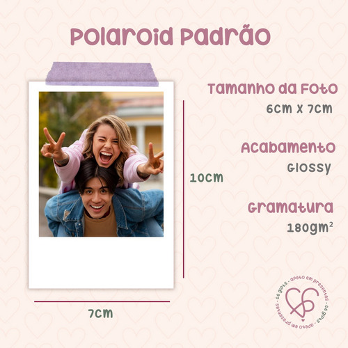 9 Fotos Polaroid Pequenas + 3 Padrão Presente Personalizado