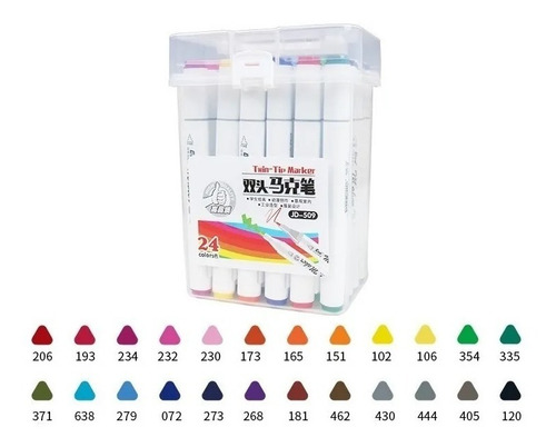 Plumones Marcadores Triangular Profesional Doble Punta 24pzs