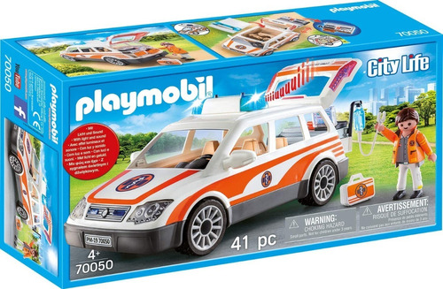 Playmobil Auto Ambulancia De Rescate Con Sirena 70050 City E