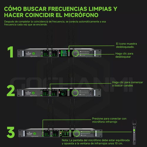 Microfonos Gc Gx6000 Inalambricos Sistema Profesional Uhf Color Negro