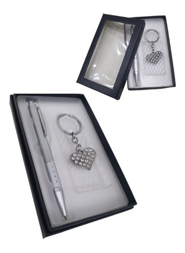 Set De Boligrafo Y Llavero En Caja De Mujer