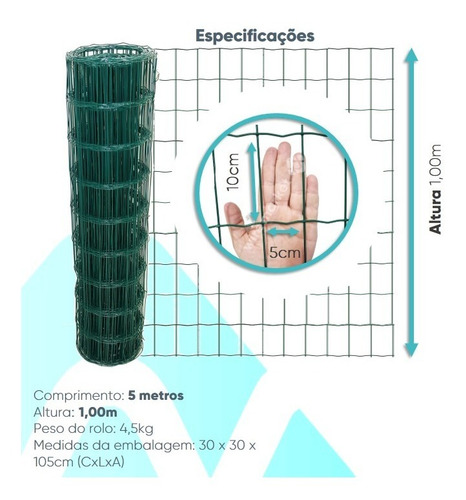 Imagem 2 de 6 de Tela De Jardim Decorativa 5,00 X 1,00m Revestida Pvc Verde