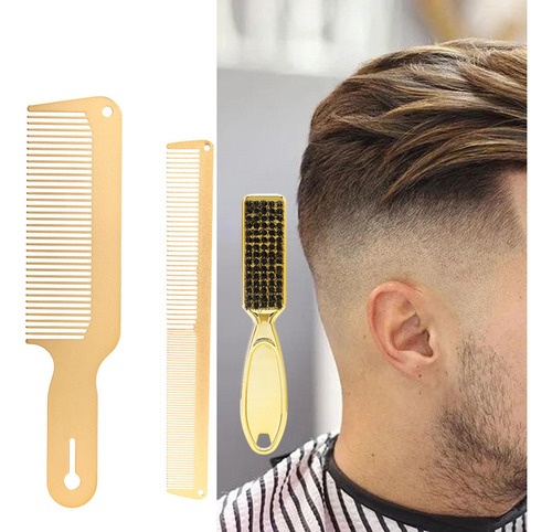 Juego De Peine Y Cepillo De Metal Peine De Barbero