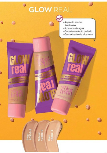 Base De Maquillaje Liquida Glow Real Avon Color Trend Beige