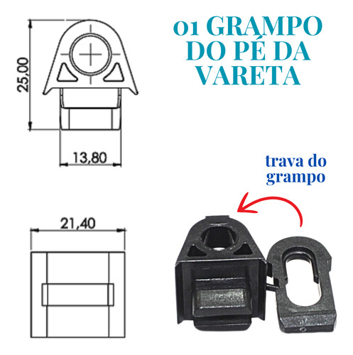 Kit Presilha Grampo Haste Vareta Capo Fiat Toro 2016 A 2024