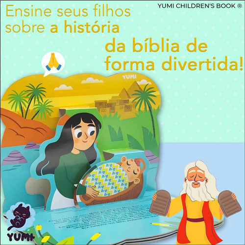 Kit Livro Infantil História De Moisés Em 3d Pop-up + Quebra-cabeça Bíblia Infantil Leia E Divirta-se 3 A 12 Anos