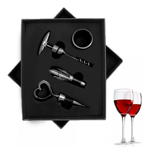 Set Destapador Sacacorchos Botella De Vino - Corazón - 4 Pcs