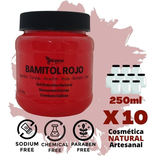  Bamitol Rojo Gel Reductivo Natural 250g Mayoreo (10pz)