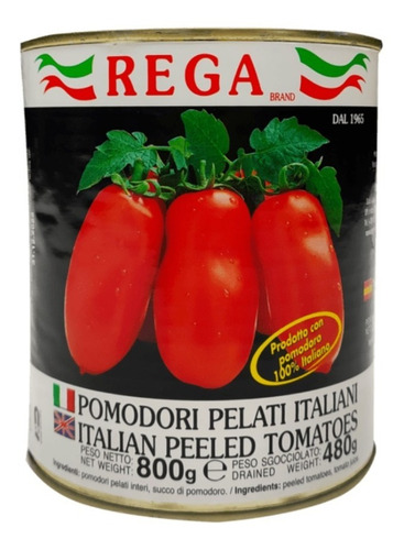 Tomate Pelado En Su Jugo Rega 800g Lata