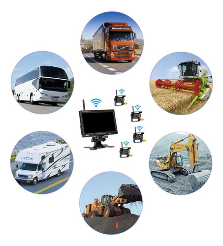 7 Monitor De Visión Trasera Inalámbrica Camión Rv 2 Cámaras