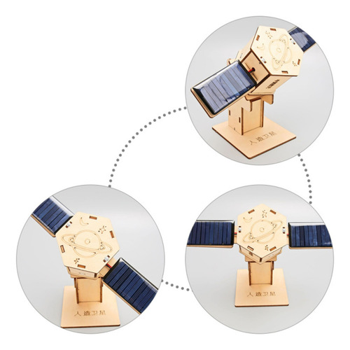 Kit Didáctico Solar Satélite Giratorio Madera Para Armar