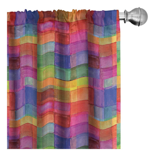 Cortinas Abstractas Ventana Diseño Geométrico Colores Arcoír