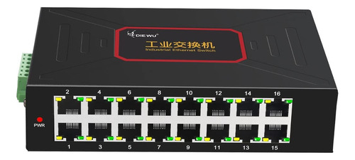 Conmutador Ethernet Diewu 16 Puerto Grado Industrial Dc12 10