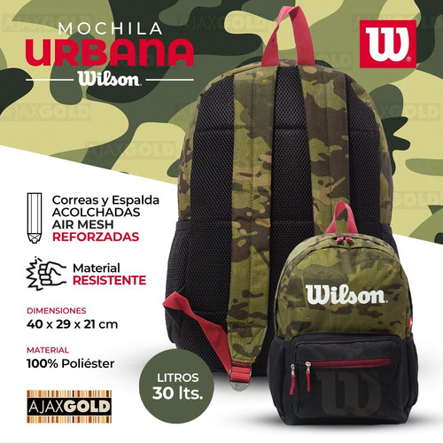 Imagen 4 de 7 de Mochila Wilson Urbana Deportes Reforzada Gym Porta Notebook