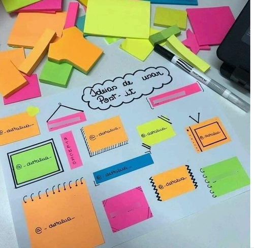 Set Post It Colores Marcador Texto Notas Adhesivas *tc
