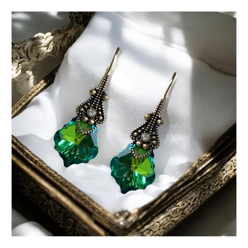 Pendientes Colgantes Vintage Iridiscentes Hechos A Mano Para