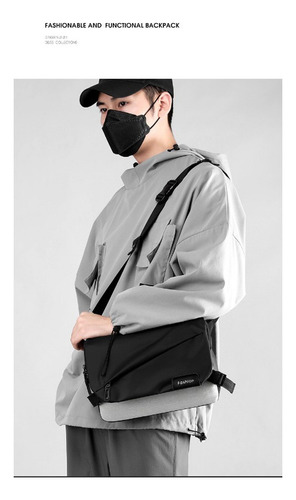 Bolso Casual Multifuncional Con Bloques De Color Para Hombre