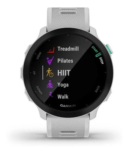 Reloj De Pulsera Inteligente Garmin Forerunner 55 Unisex Color de la correa Blanco Color del bisel Negro Color del fondo Negro