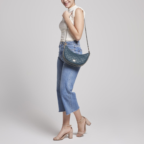 Bolsa Crossbody Para Mujer Westies Azul Hboblongawe Acabado de los herrajes Oro Diseño de la tela Liso
