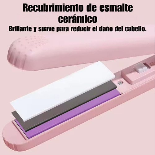 Mini Plancha De Pelo Viaje Para Flequillo Alisadora Portátil Rosa