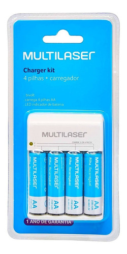 Imagem 3 de 4 de Carregador De Pilhas Multilaser Aa/aaa + 4 Pilhas Aa Bivolt