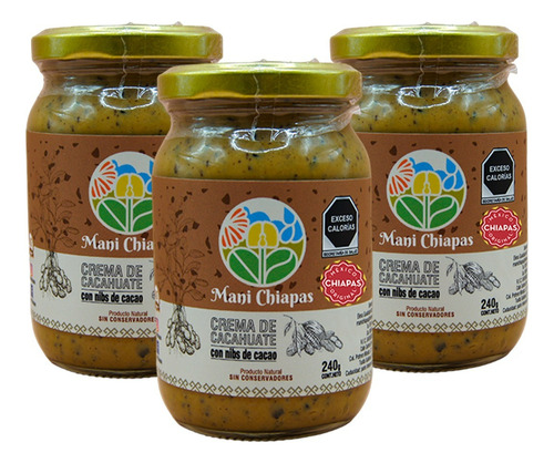 Crema De Cacahuate Maní Chiapas Con Nibs De Cacao 0% Azúcar