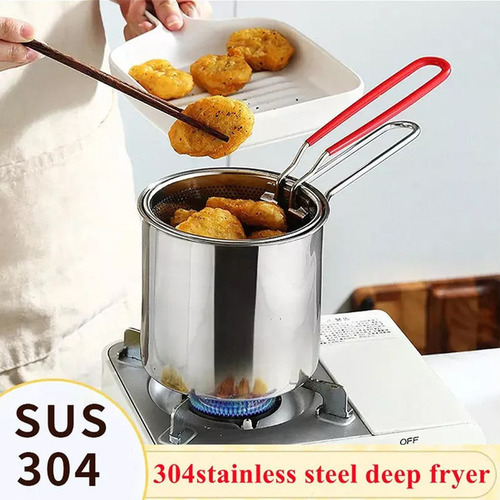 K Fritadeira De Aço Inoxidável 304 Com Cesta De Fritura