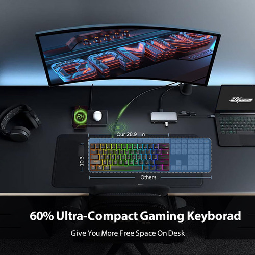 Teclado Mecánico 60% Rgb Programable 61 Teclas Intercambiabl