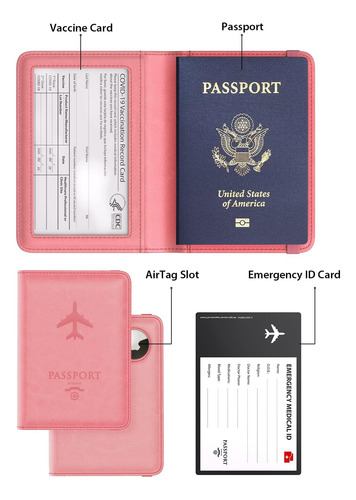 Capa Para Passaporte Stouchi Com Compartimento Airtag Rosa
