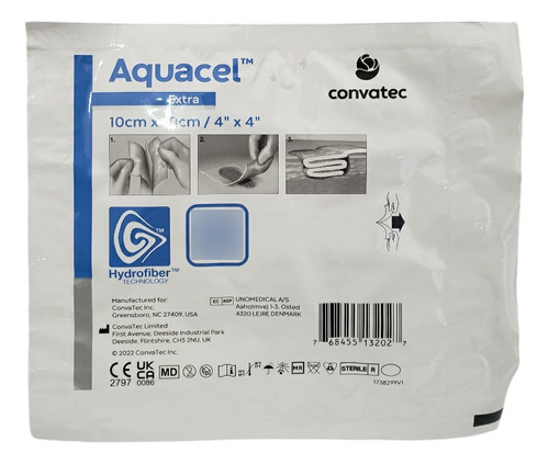 Apósito Parche Aquacel Ag+ Extra 10x10cm Convatec X Unidad