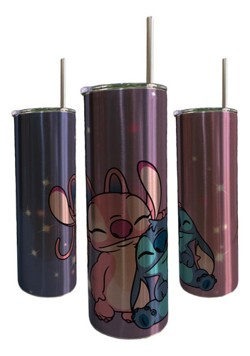 Termo Café Skinny Tumbler De Stitch Y Angel Amor