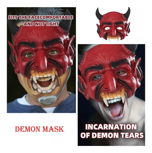 Máscara De Demonio Rojo Máscara De Diablo De Media Cara