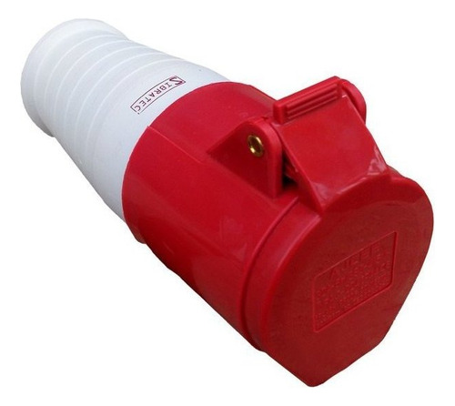 Tomada Industrial Com Tampa 3p+n+t 6h - 380vca 16a Vermelho