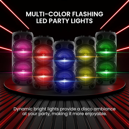 Pyle - Altavoz Bluetooth Pa Para Karaoke Y Diversión Sin Límites Con Luces Led