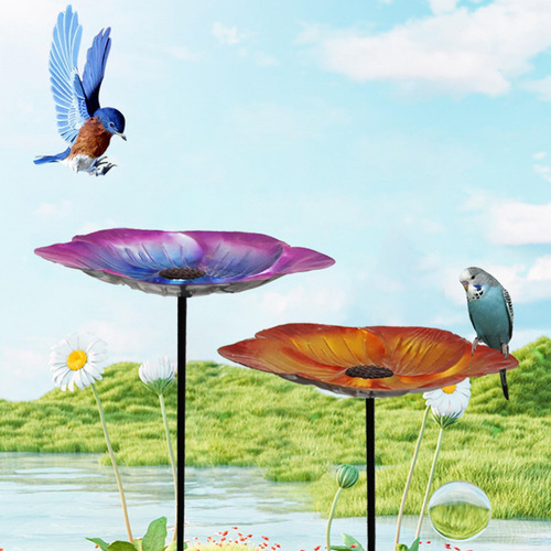 Comedero Para Pájaros De Baño De Baño De Azul Púrpura