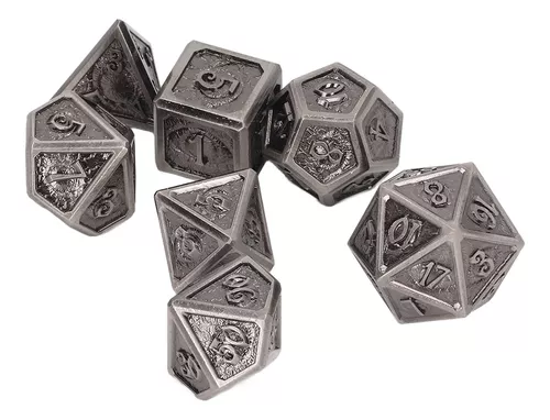 Conjunto de dados de metal de 7 peças, dados de RPG de dados de