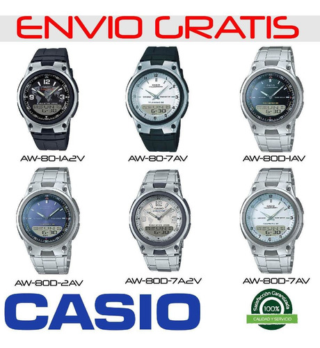 Reloj Casio® Aw 80 Telememo R_agua 50m Pila 10 Años Garantia