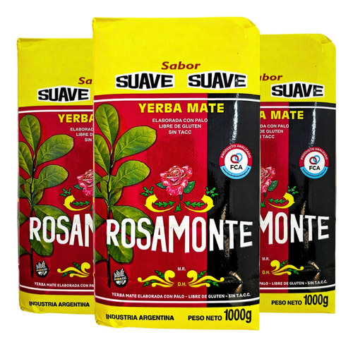 Pack X 3 Yerba Mate Rosamonte Suave X 500 Grs