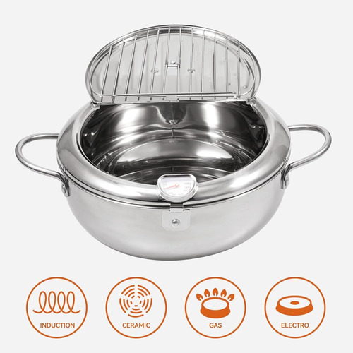 Fritadeira Deeps Frigideira Tempura Com Tampa 304 Stainless
