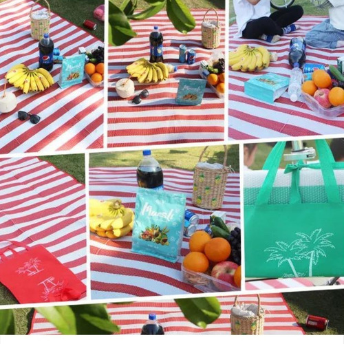 Kit 2 Esteira De Praia Vira Bolsa Dobrável Com Alça 170x90