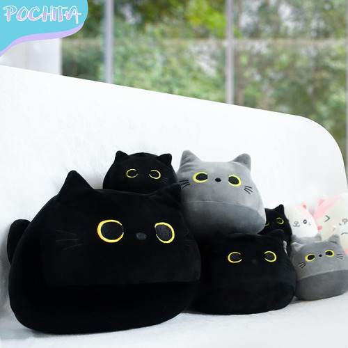 Pochita 3d Black Cat Plush Animal Relleno Almohada De Juguet