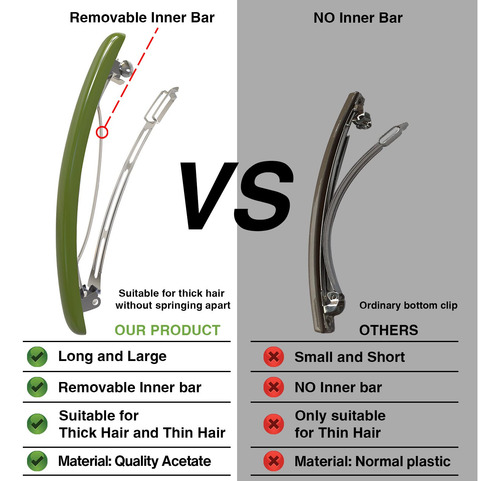 Hyfeel Pinzas De Pelo Finas Para Mujer, Largas, De Acrílico